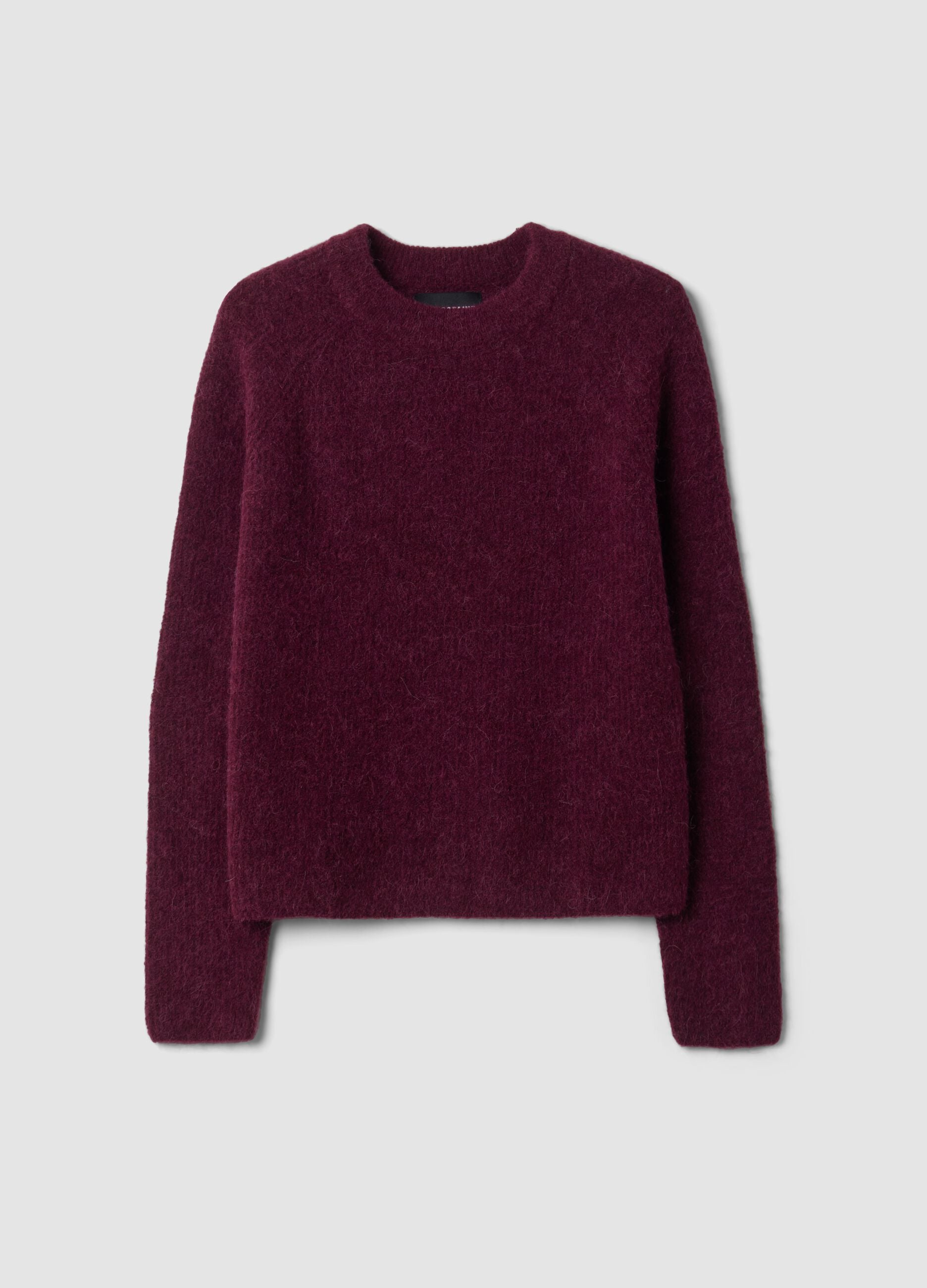 Maglia viola in alpaca e lana elasticizzato girocollo