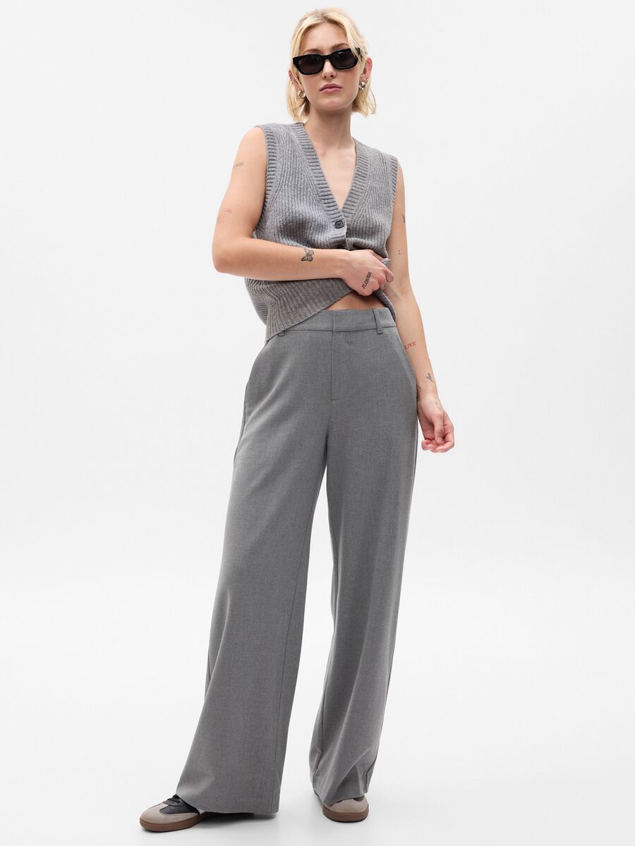 Pantaloni wide leg a vita alta_0