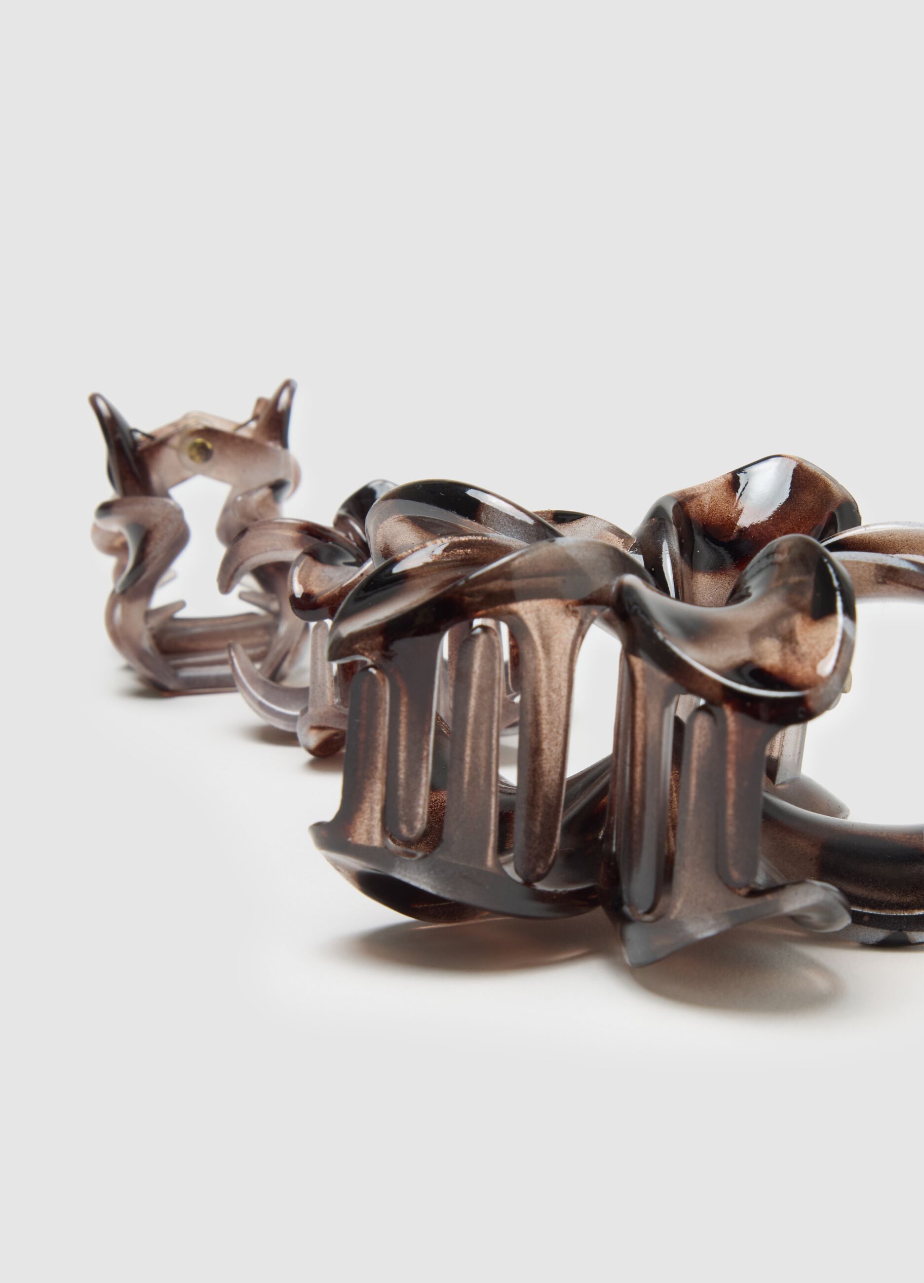 Women's Brown Flower Design Hair Clips