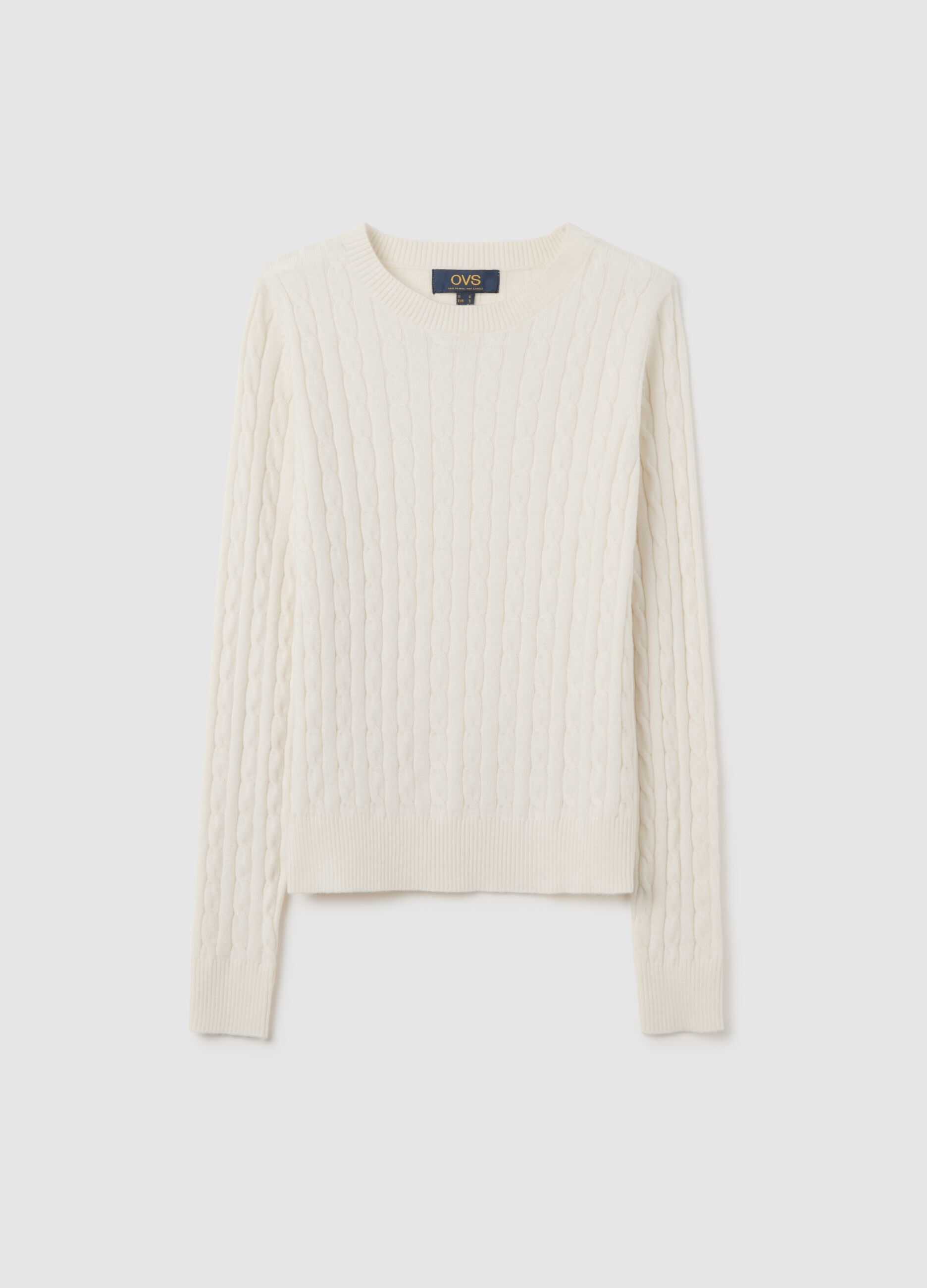 Pullover bianco con collo rotondo