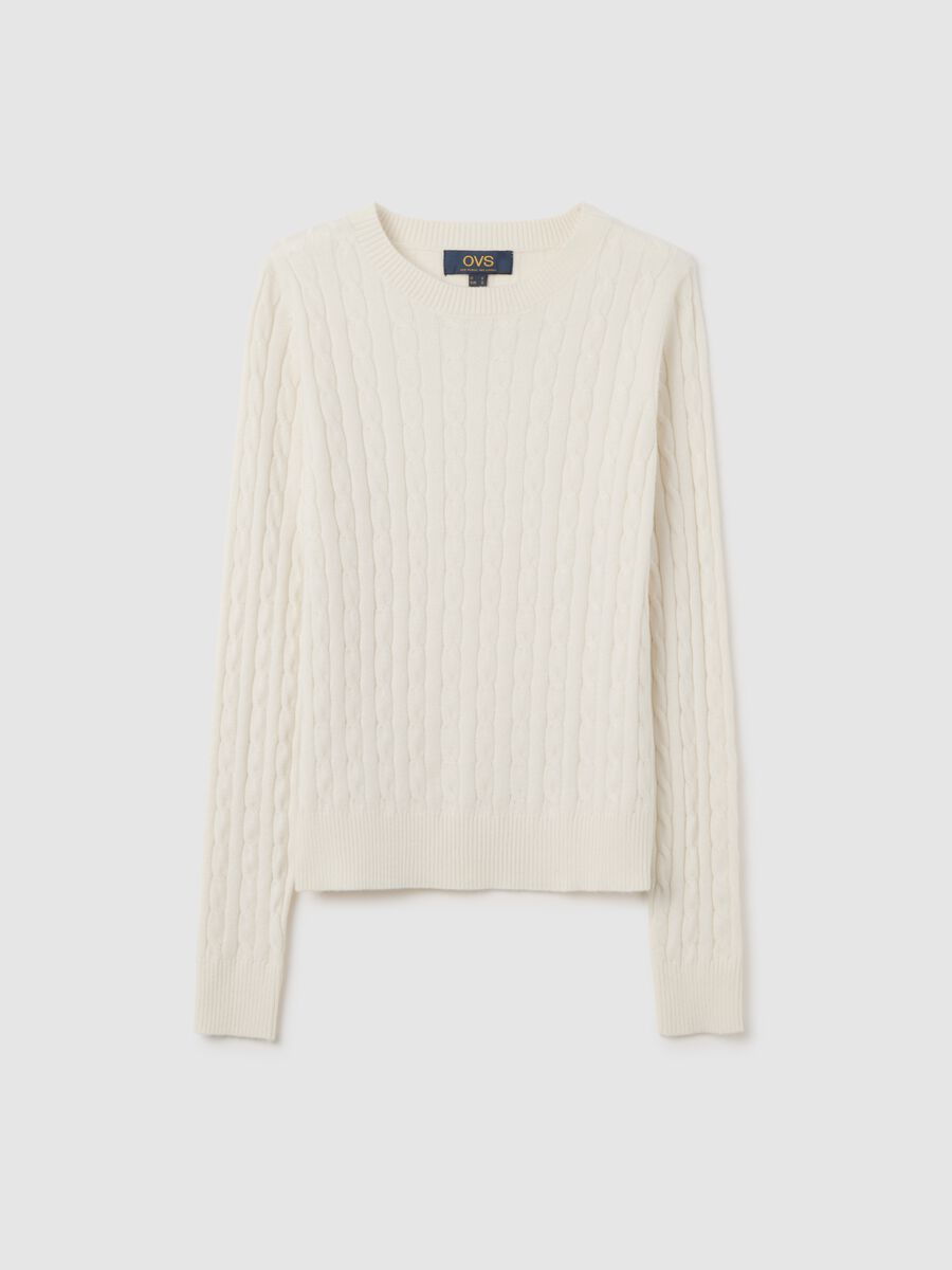 Pullover bianco con collo rotondo_0