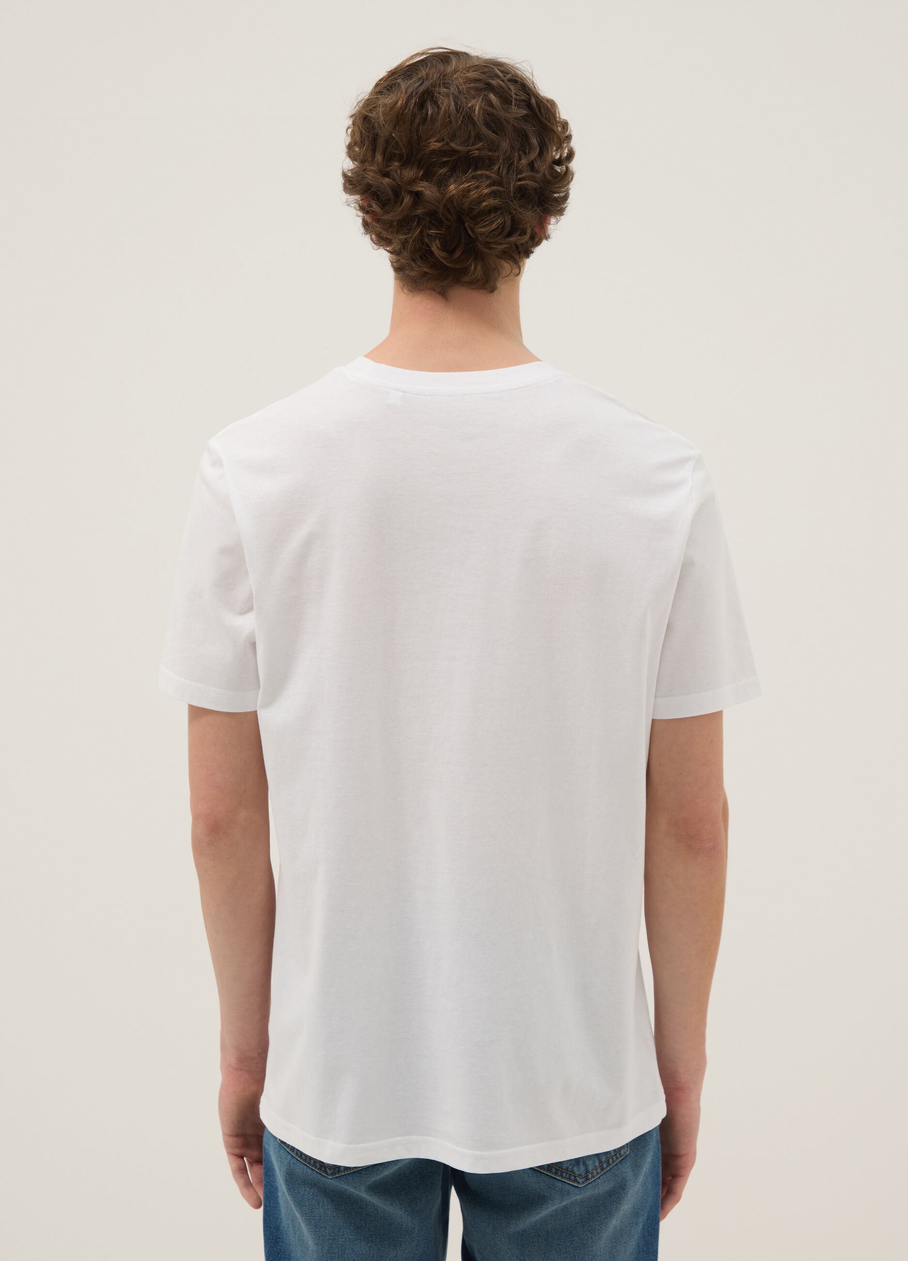 White graphic-print pure cotton T-shirt, regular fit