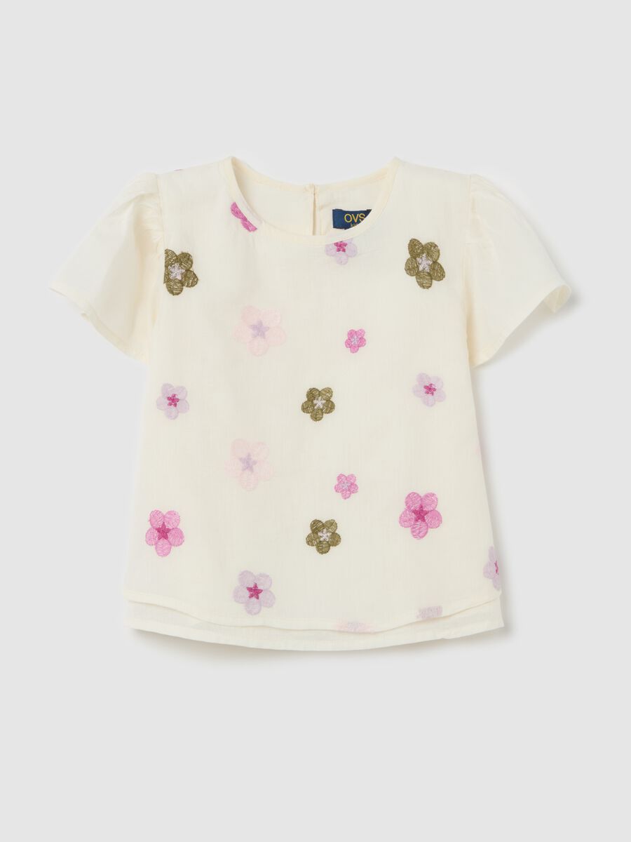 Cotton blouse with small flowers embroidery_0