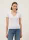 T-shirt in cotone elasticizzato bianca regular fit deep V_0