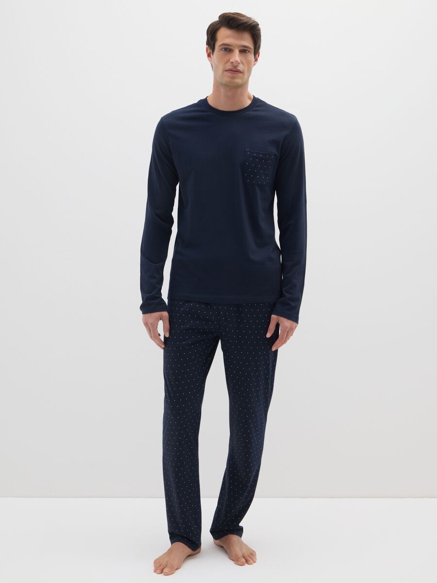 Pigiama in puro cotone blu regular fit_0