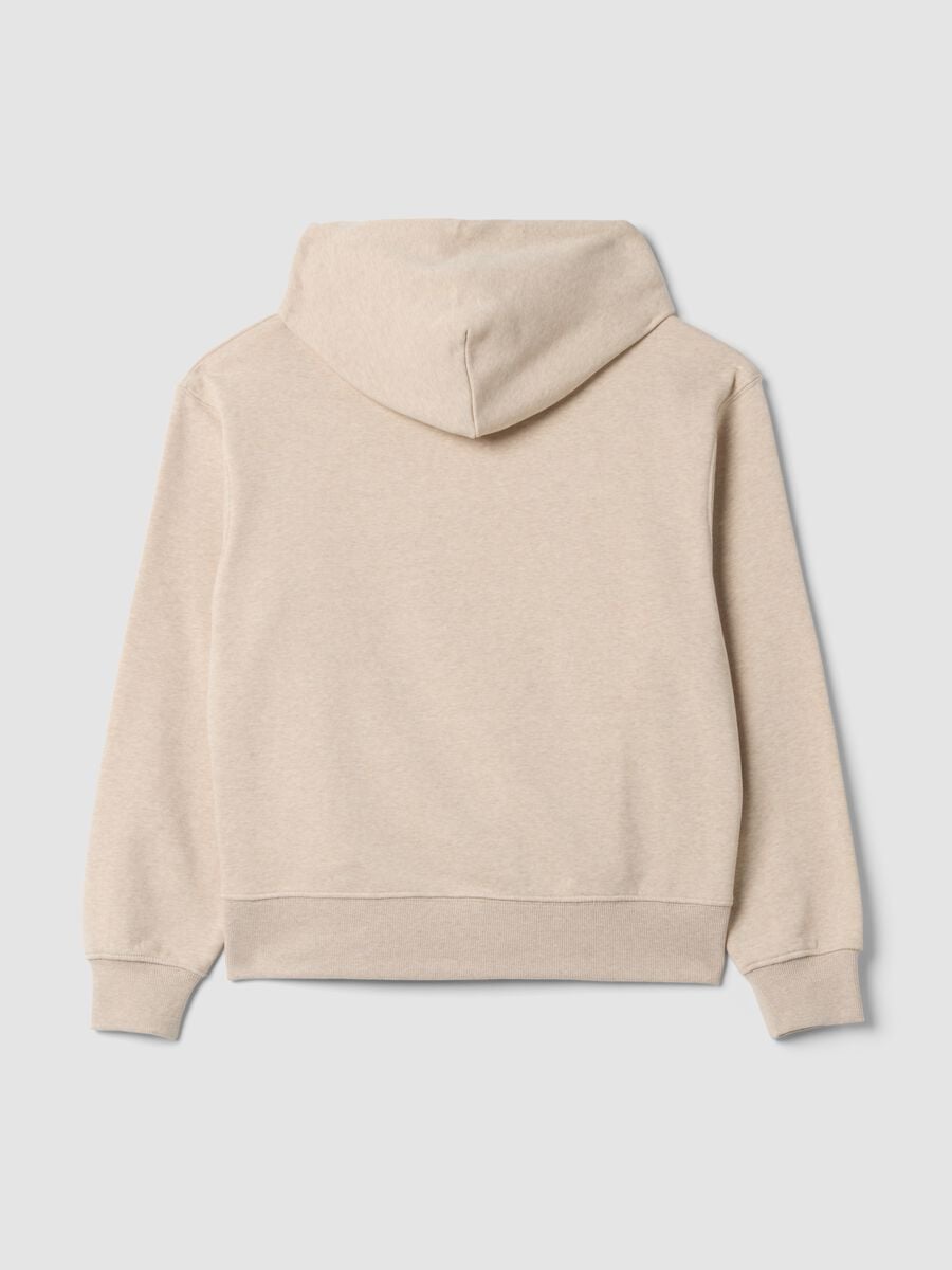 Beige cotton-blend fleece hoodie, regular fit_2