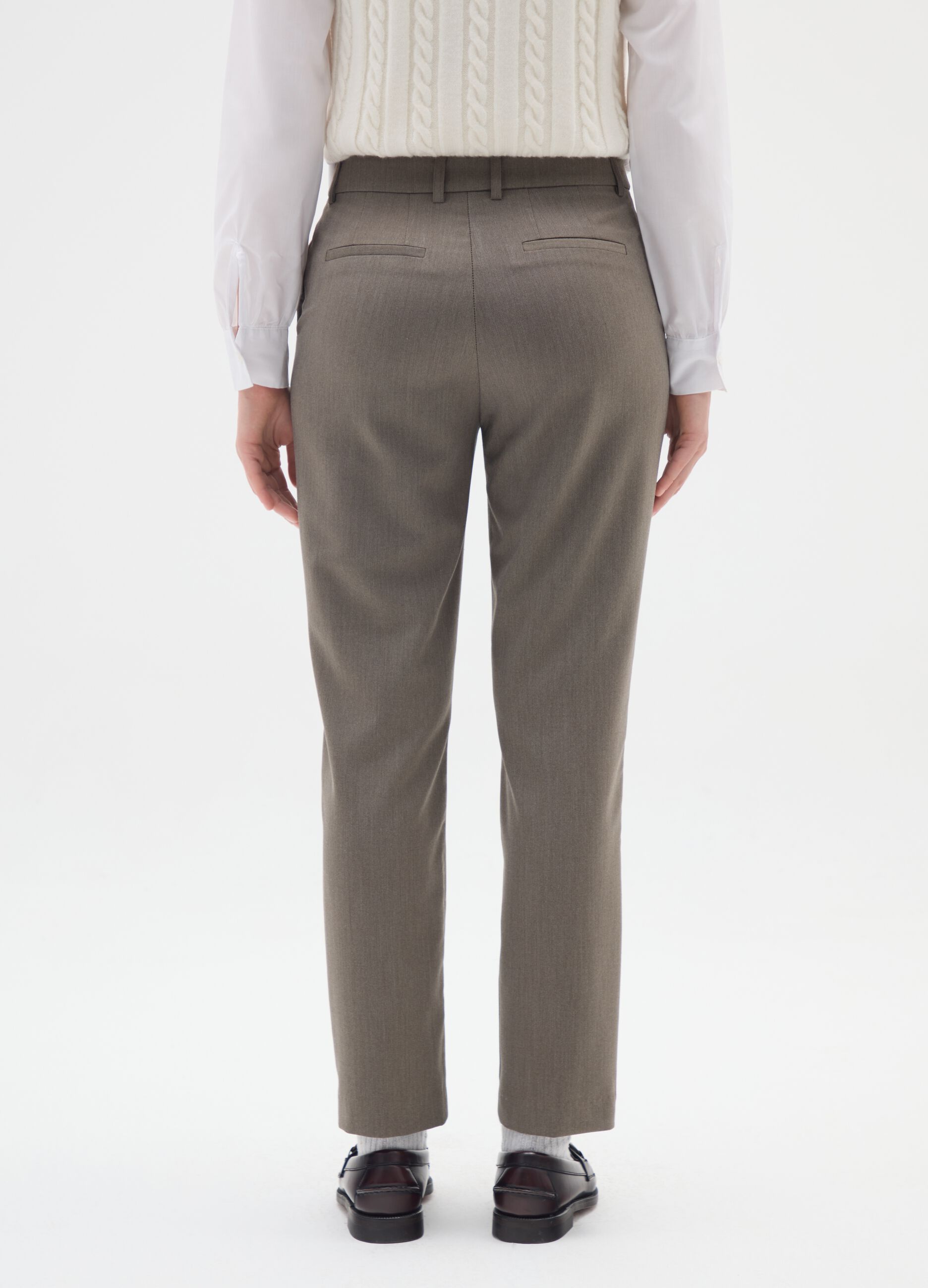 Slim fit beige melange trousers