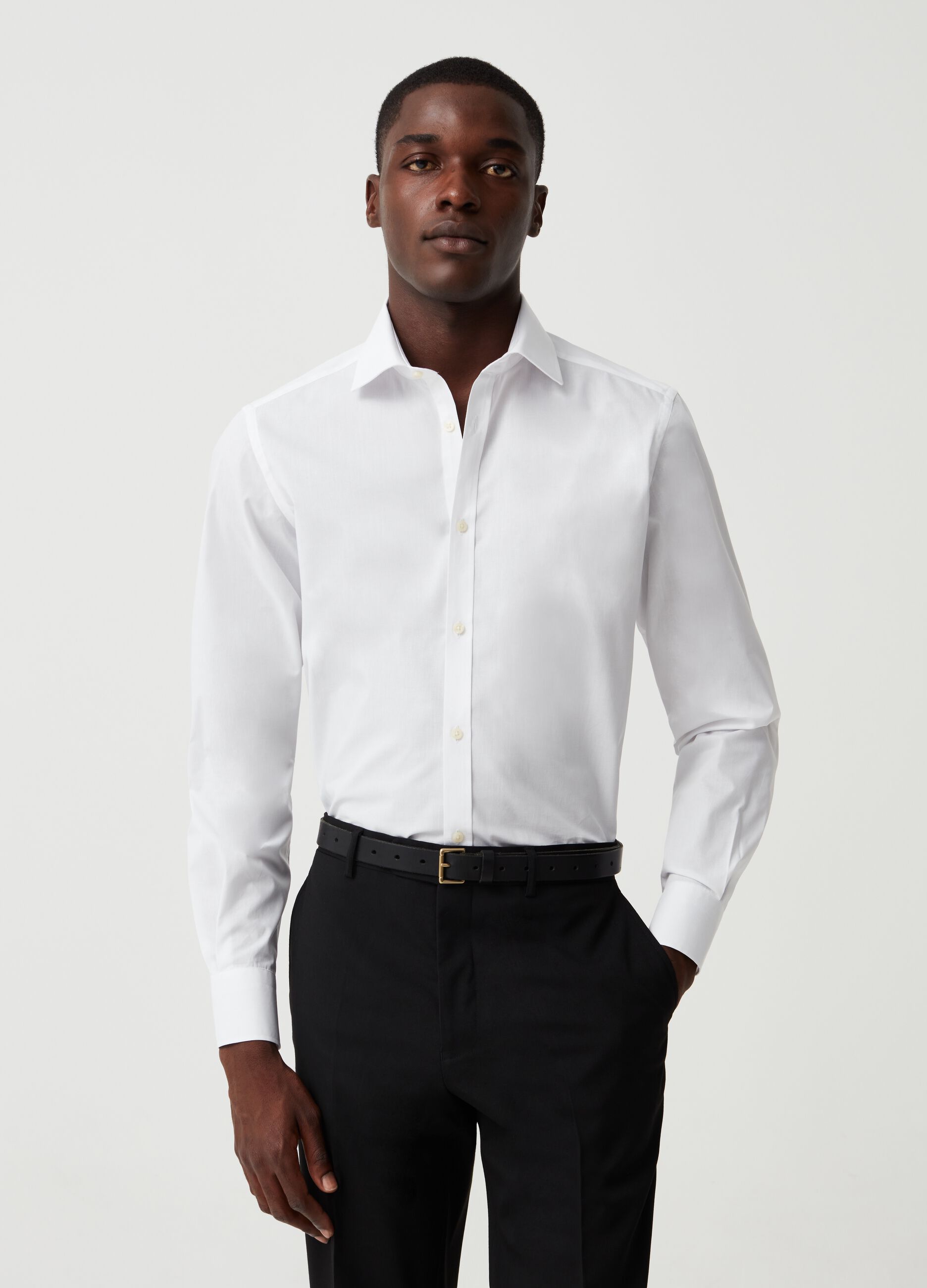 Camicia slim fit tinta unita_1