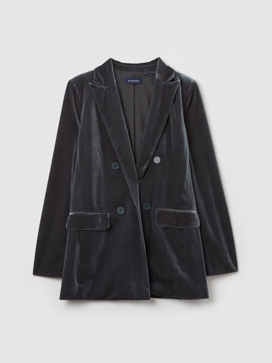 Double-breasted blazer in velvet_4