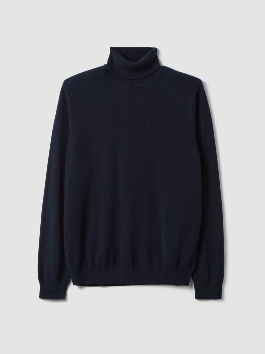 Blue pure cashmere roll-neck jumper, regular fit_0