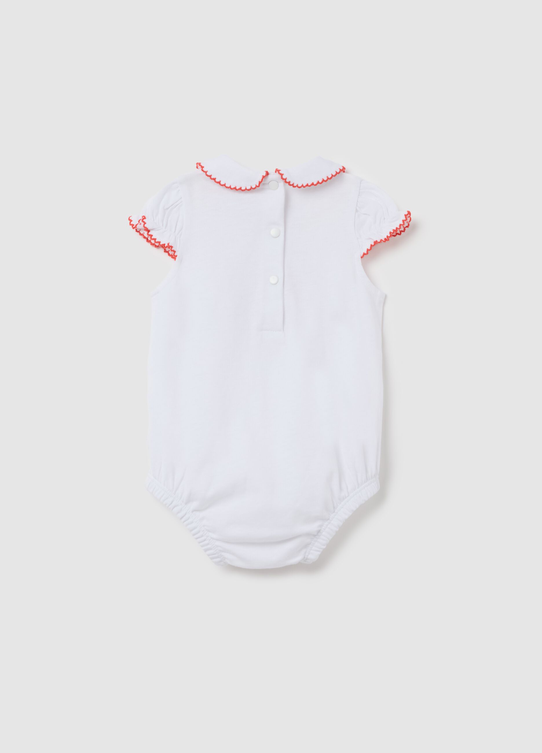 White newborn bodysuit with classic collar