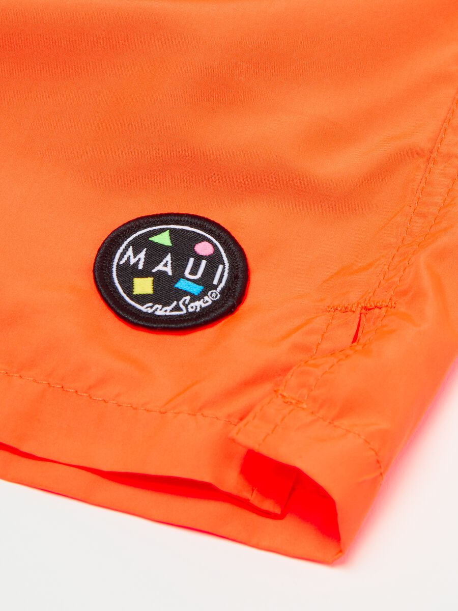 Men's Orange Maui Boxer Shorts in Fabric Blend_5