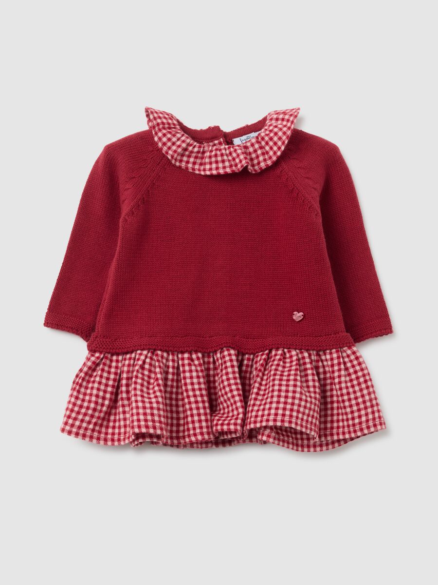 Baby girl's red pure cotton dress with regular fit_0