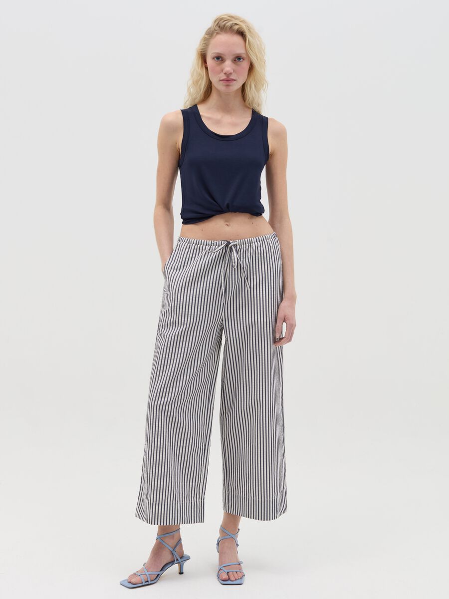 Basic blue tank top in stretch viscose_1