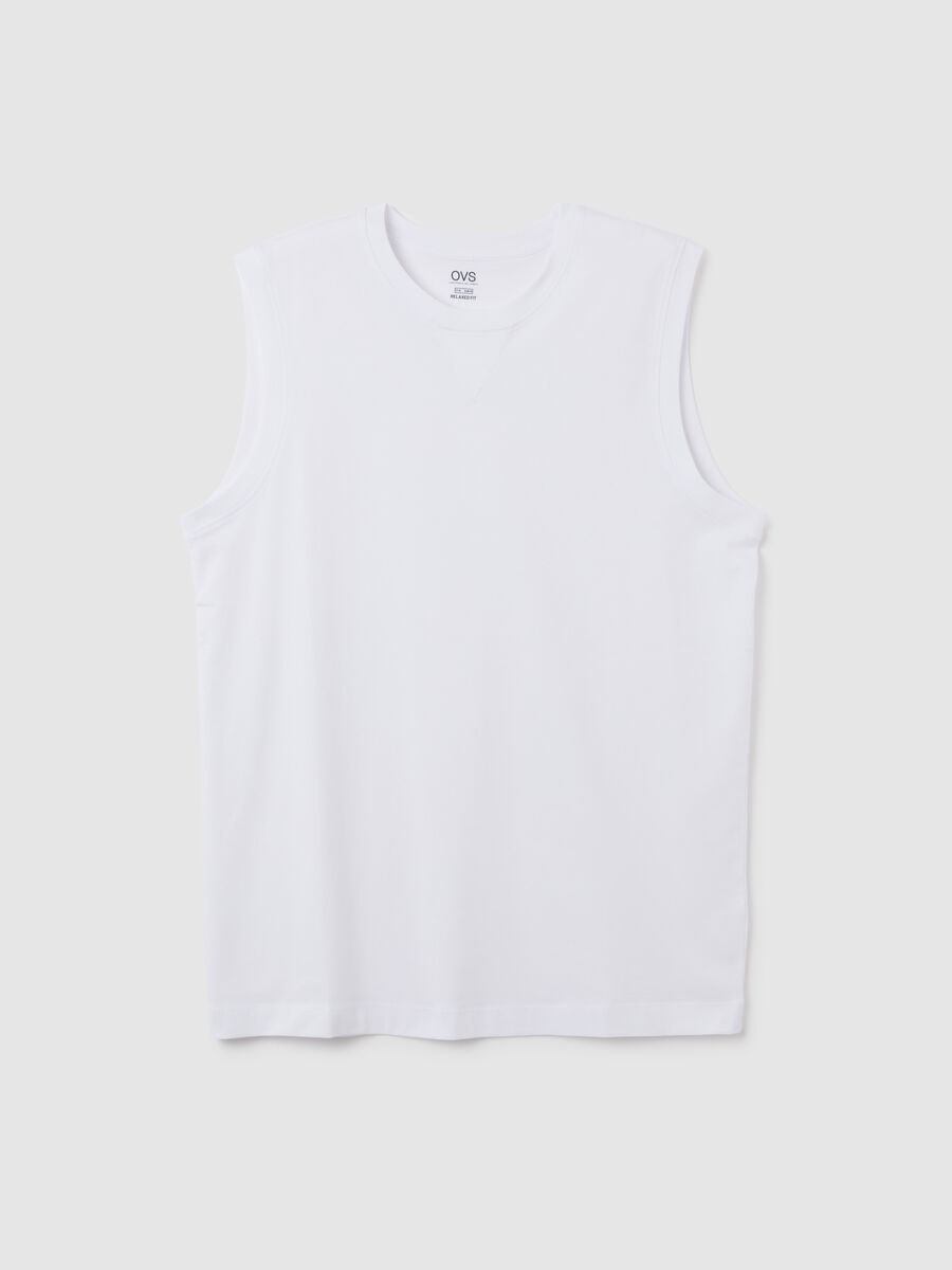 Men's white cotton vest in regular fit_4