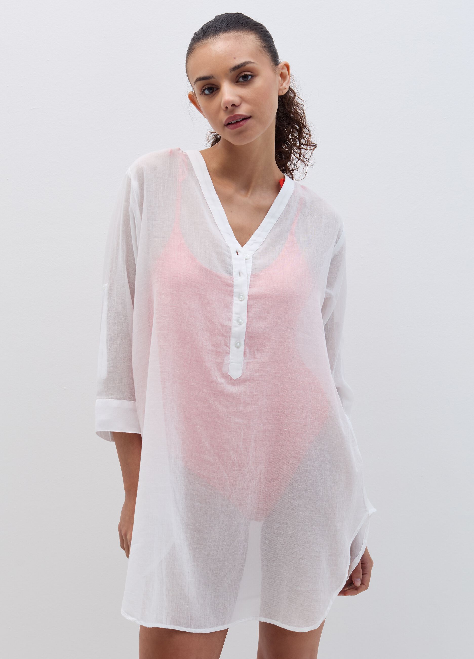 Camicia copri costume in cotone