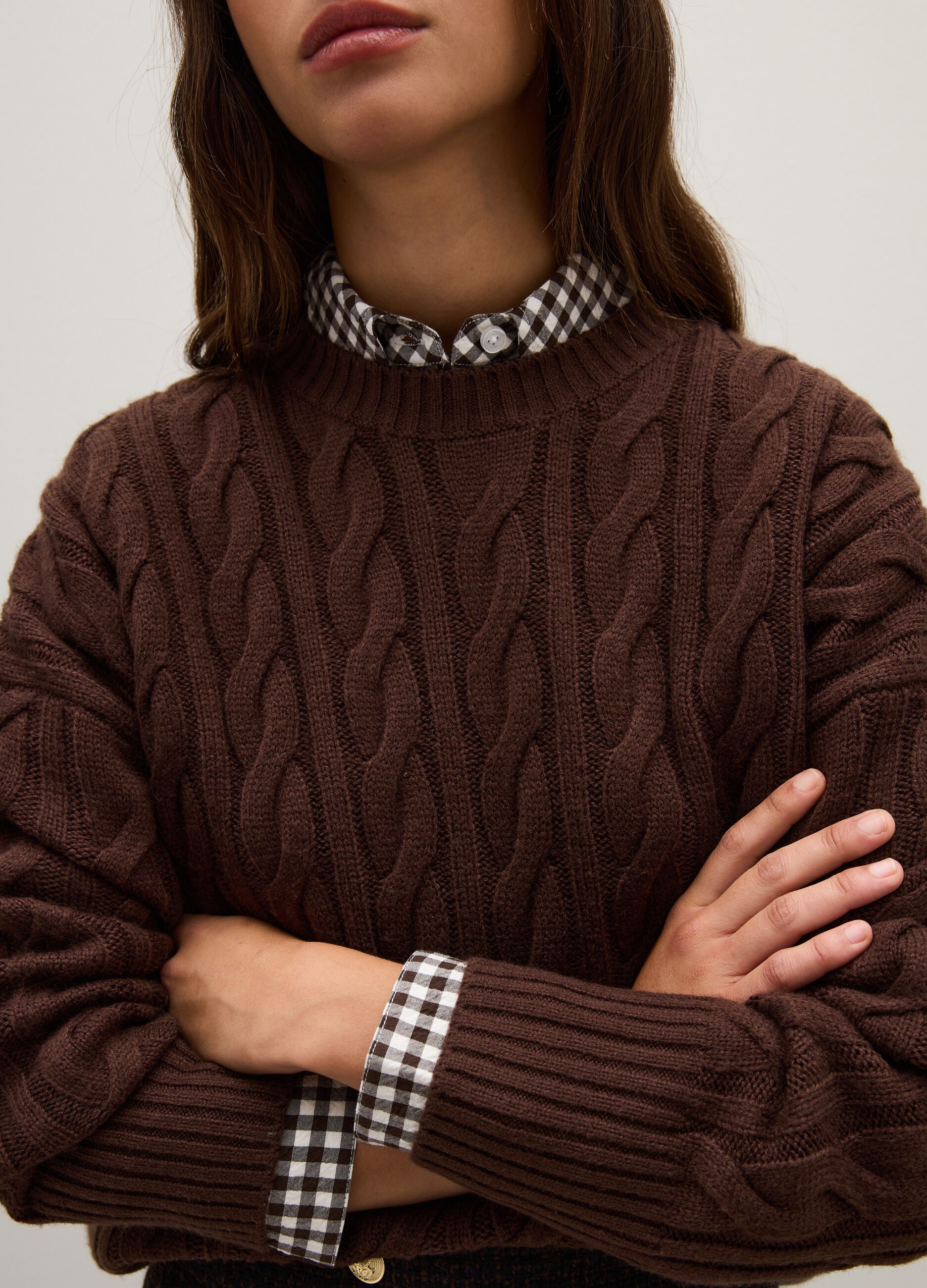 Maglione in misto lana marrone regular fit