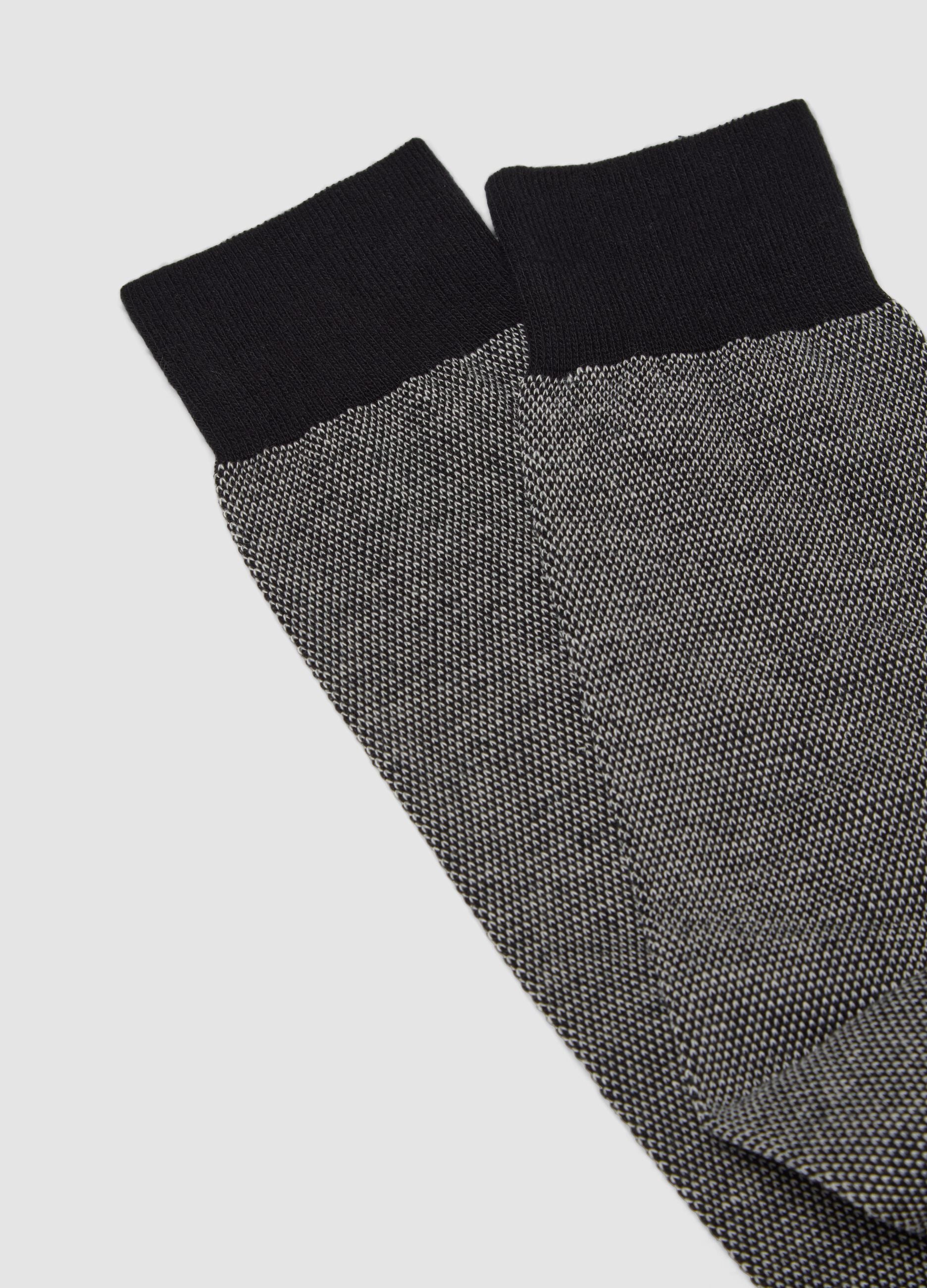Black long socks in stretch cotton