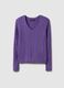 Purple pure cotton regular fit pullover with cable knit_4