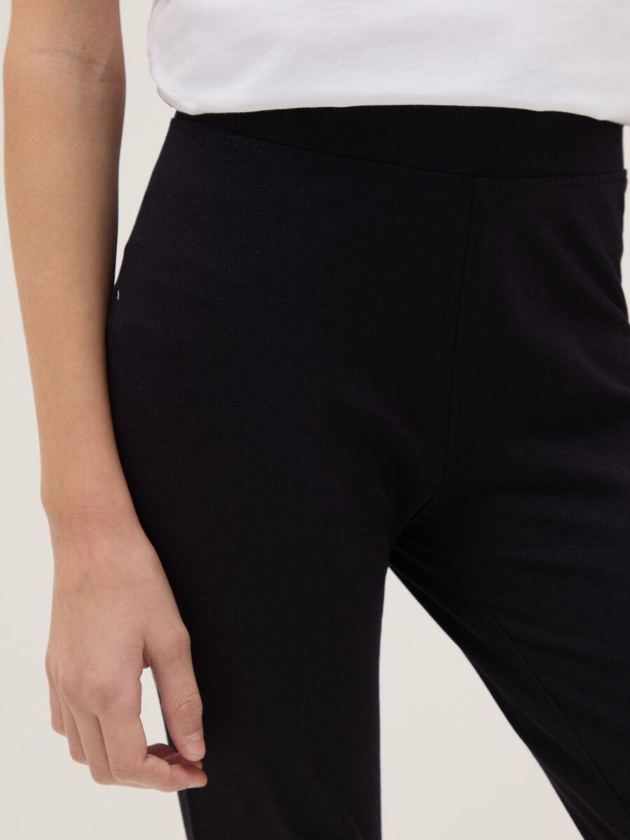 Girls' Black Stretch Cotton Skinny Fit Leggings_2