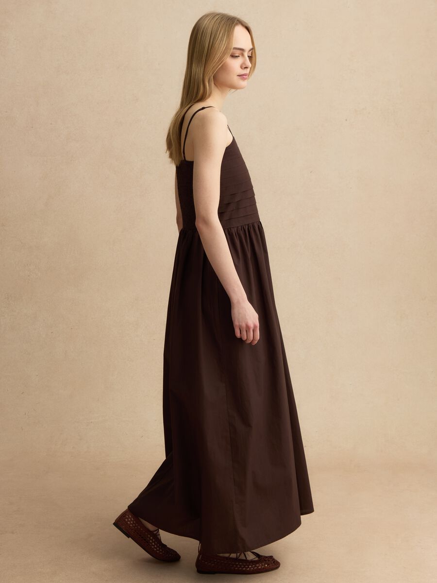 Abito senza maniche in puro cotone marrone regular fit_3