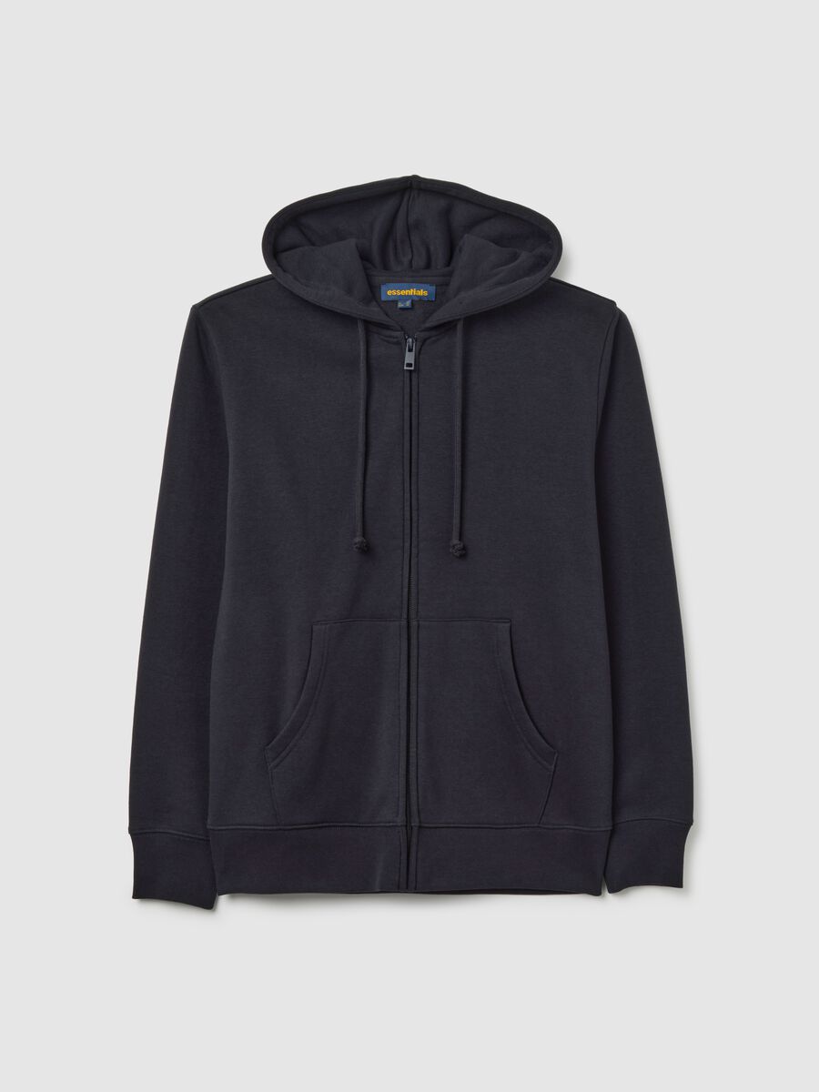 Felpa in misto cotone blu regular fit con zip_4