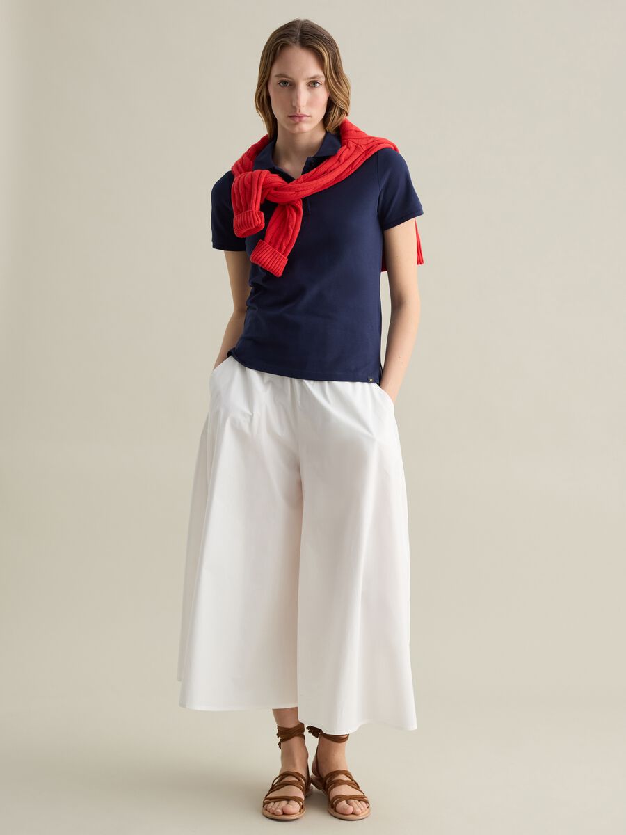 Blue short-sleeved polo shirt in piquet_1