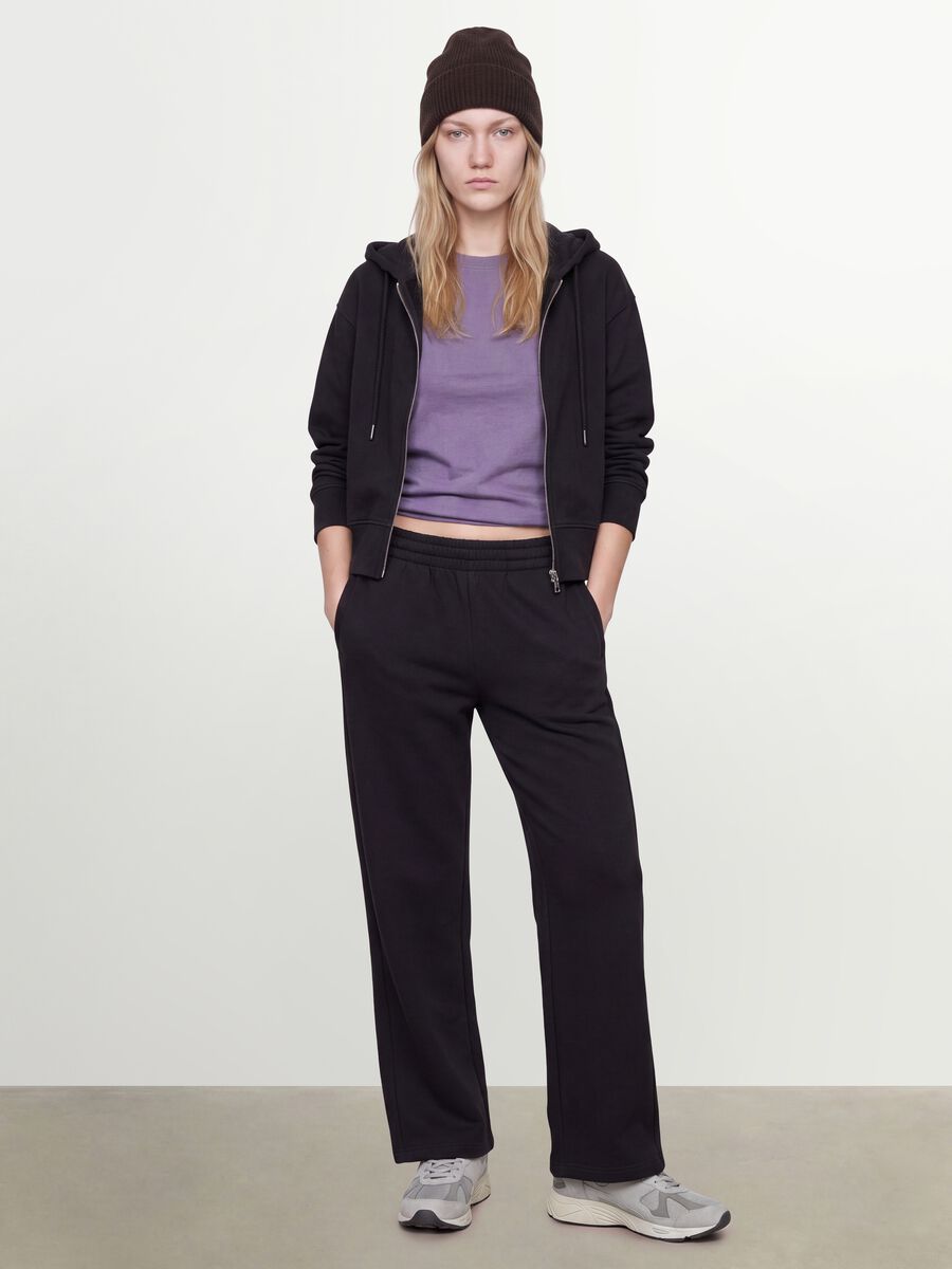 Pantaloni jogger neri in misto cotone straight fit_0