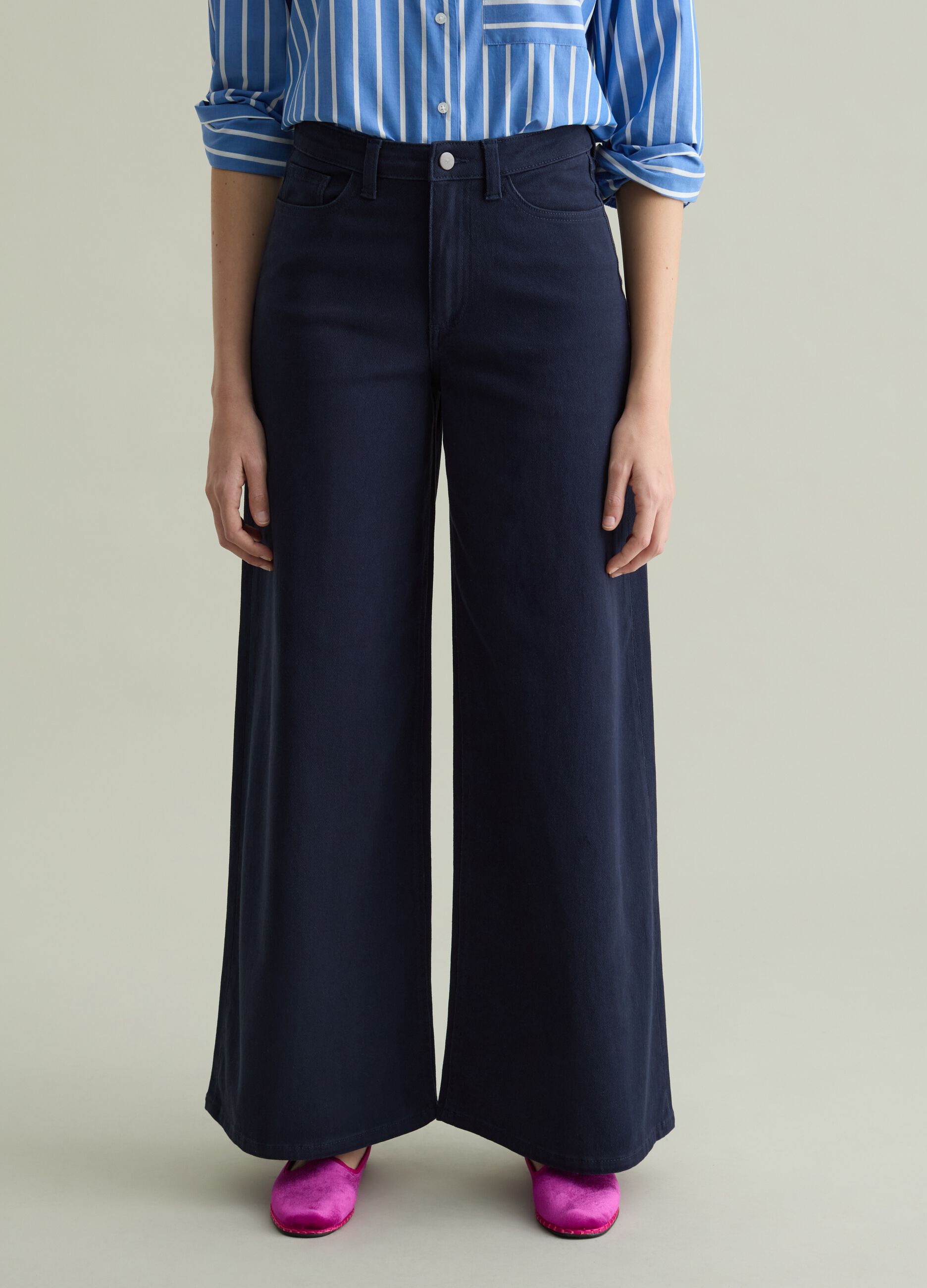 Flare-fit trousers in stretch cotton
