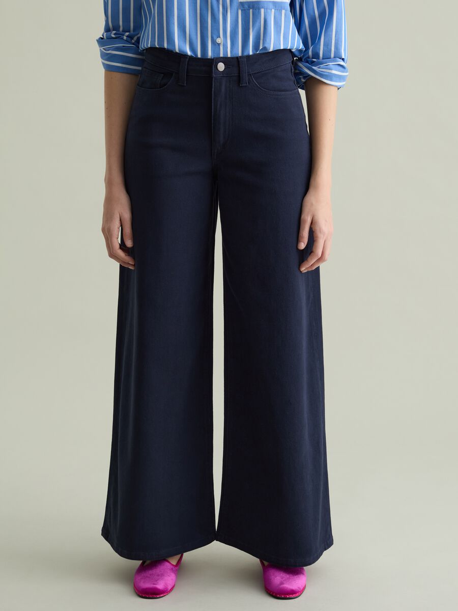 Flare-fit trousers in stretch cotton_1