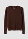 Maglia marrone in misto viscosa a trecce regular fit_0