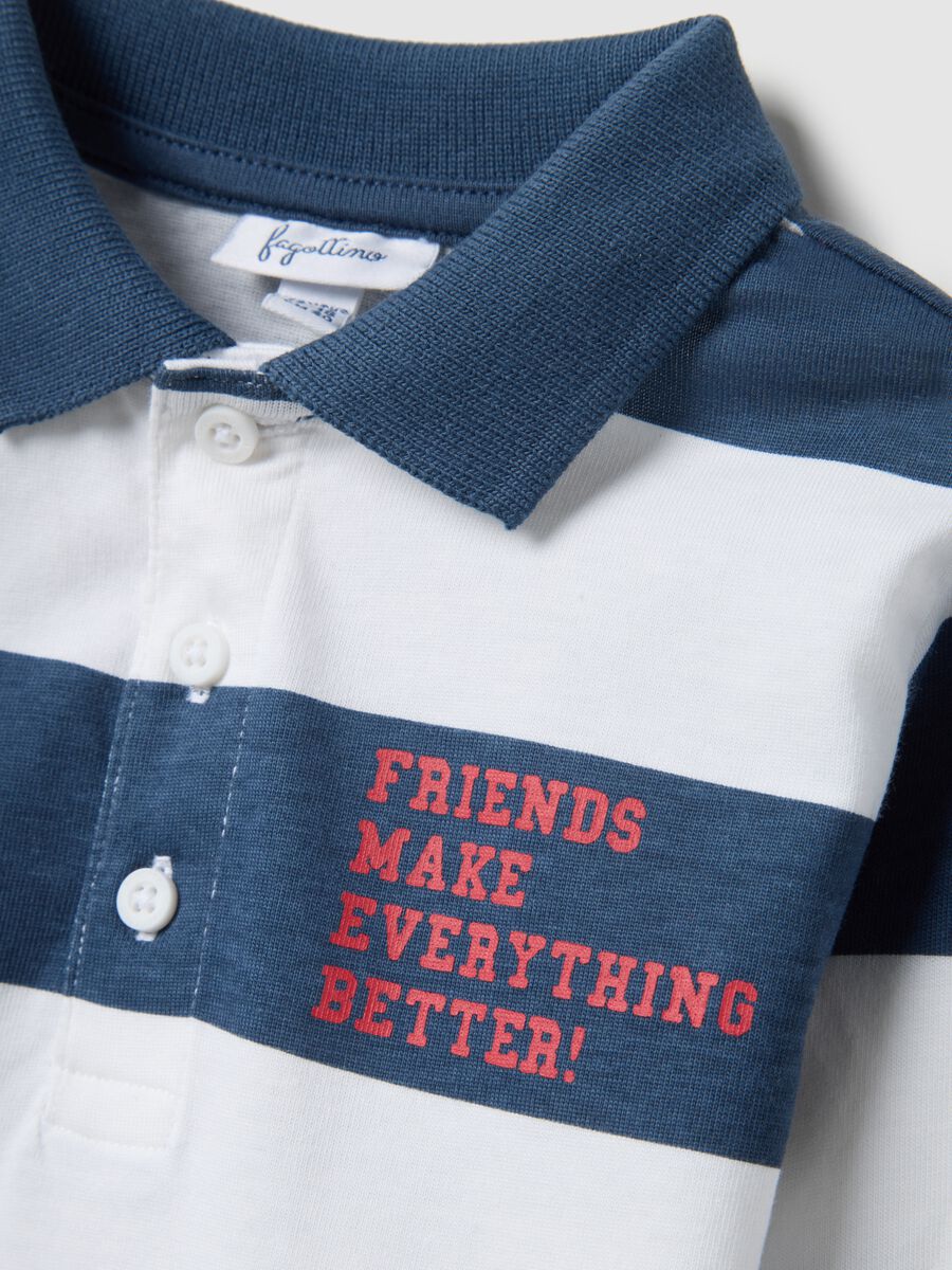 Multicoloured stripe polo shirt in pure cotton for boys regular fit_2