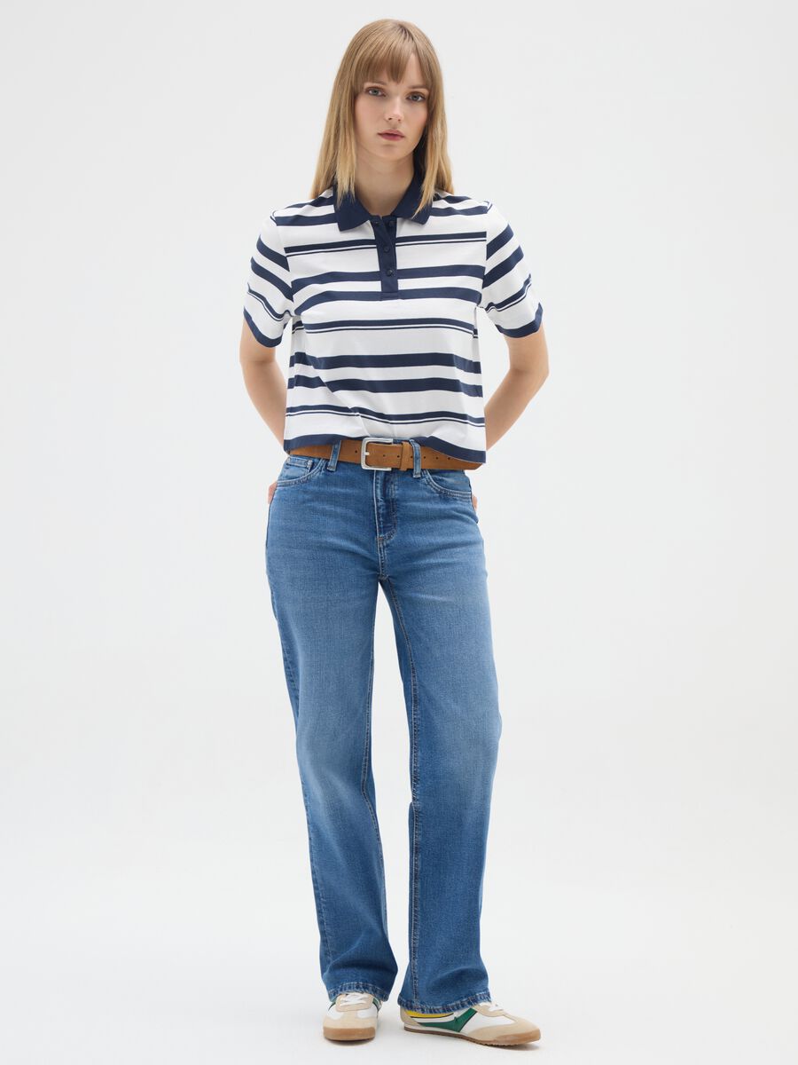 White and blue striped cotton polo shirt_1