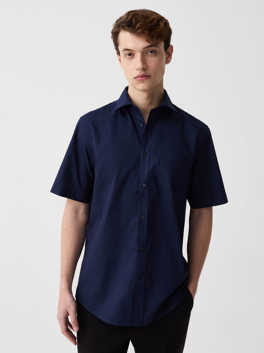 Short-sleeved regular-fit shirt with pocket_0
