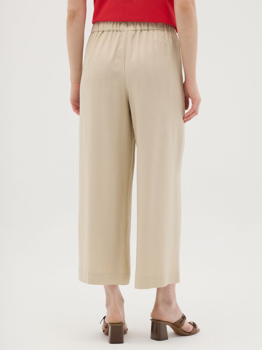 Women's Beige Viscose Blend Culotte Trousers_3