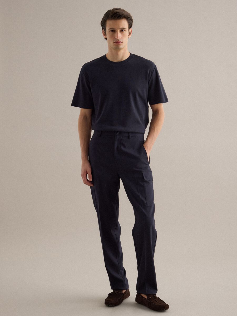 T-shirt girocollo in puro cotone nera regular fit_2