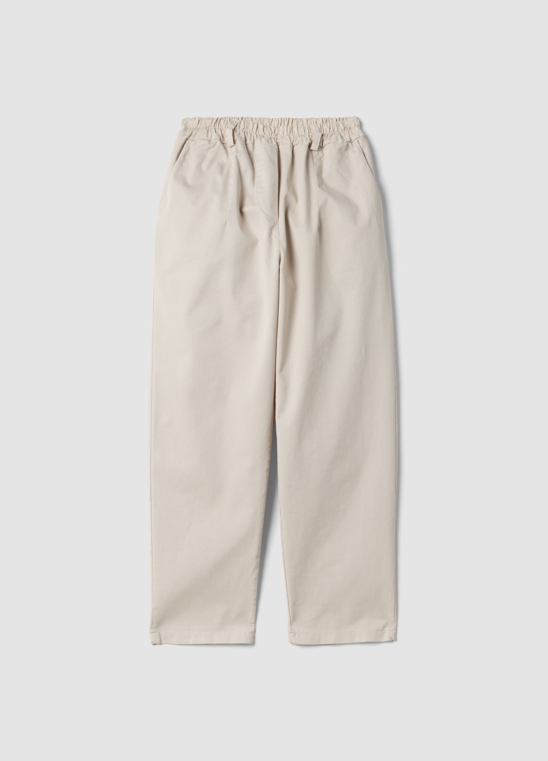 Beige stretch-cotton trousers