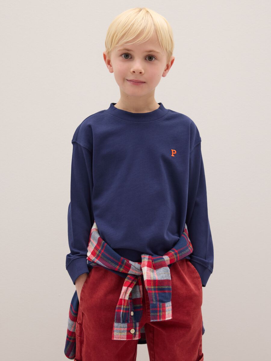 Children's blue pure cotton t-shirt regular fit_0