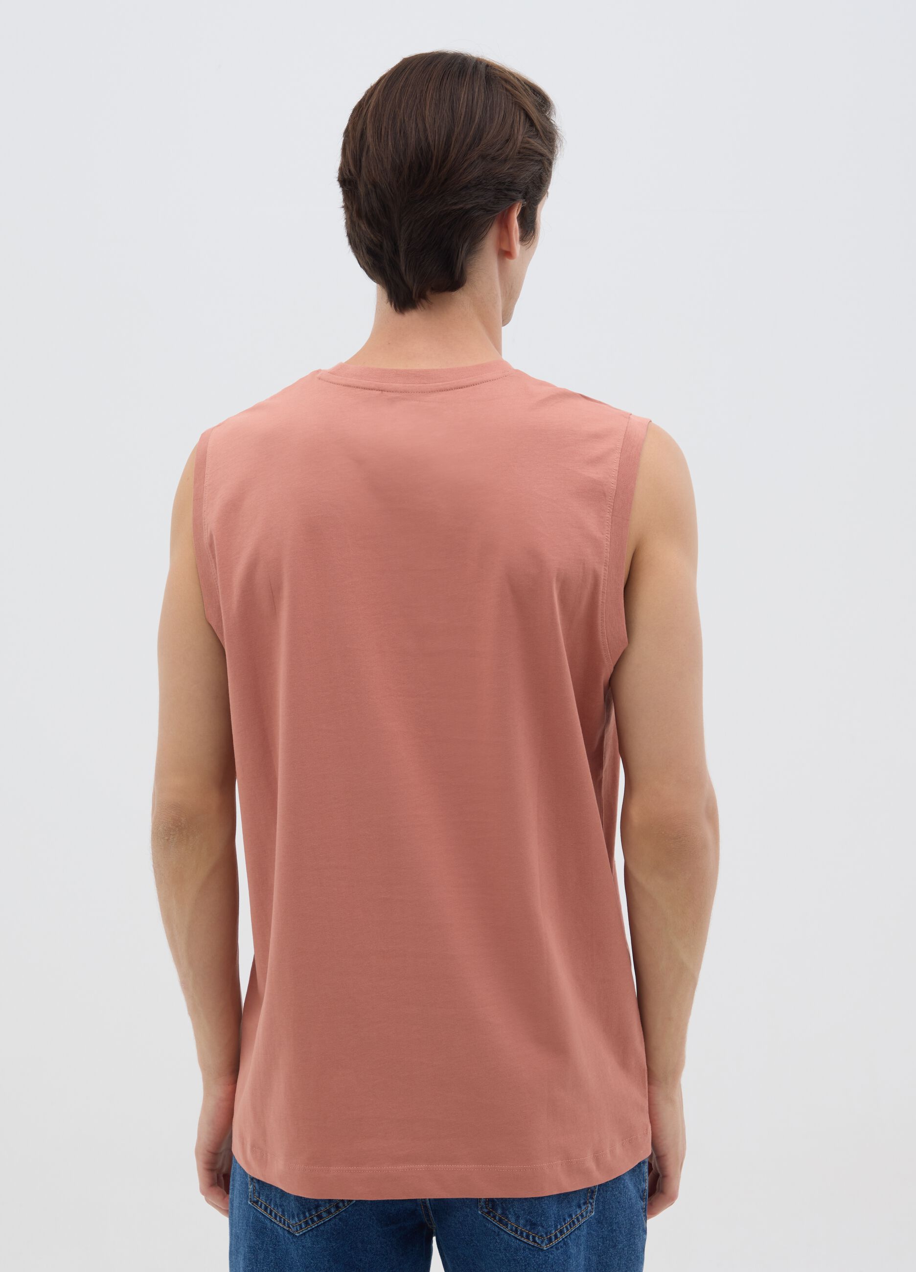 Canotta oversize da uomo in puro cotone rosa regular fit
