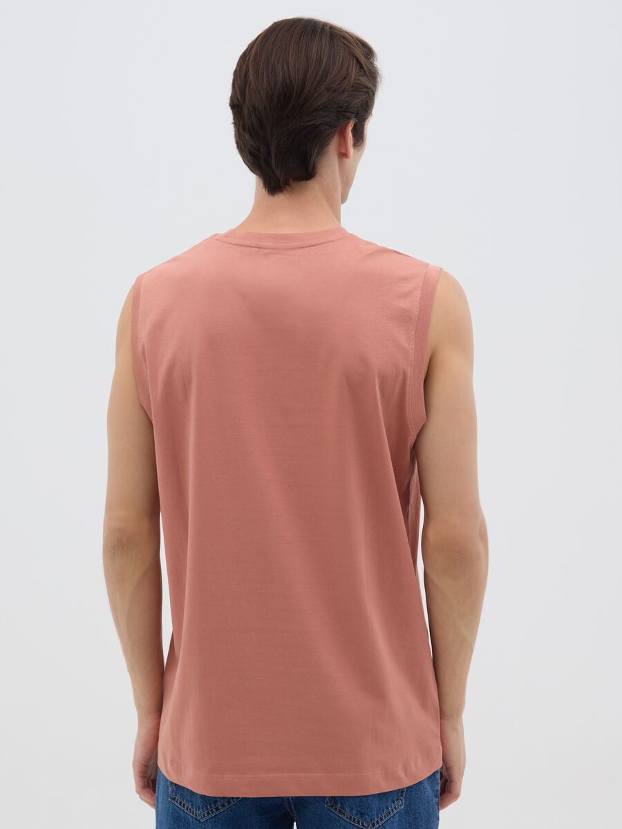 Men's oversized pink sleeveless shirt in pure cotton, regular fit_3