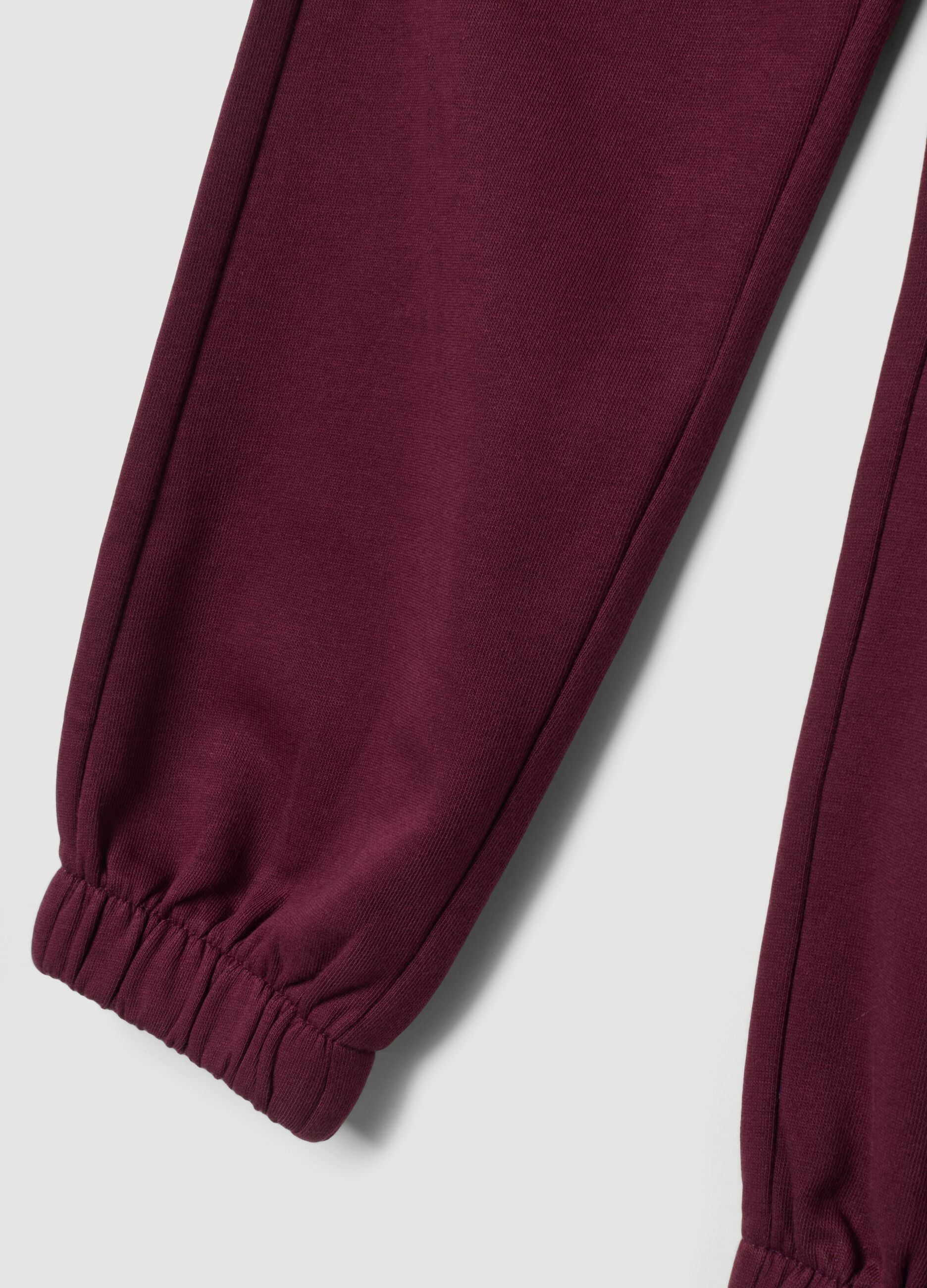 Purple regular-fit fleece joggers in pure cotton