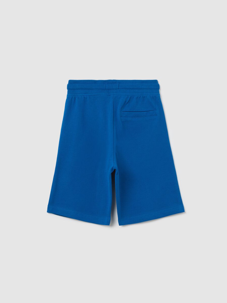 Blue shorts in cotton with drawstring_1