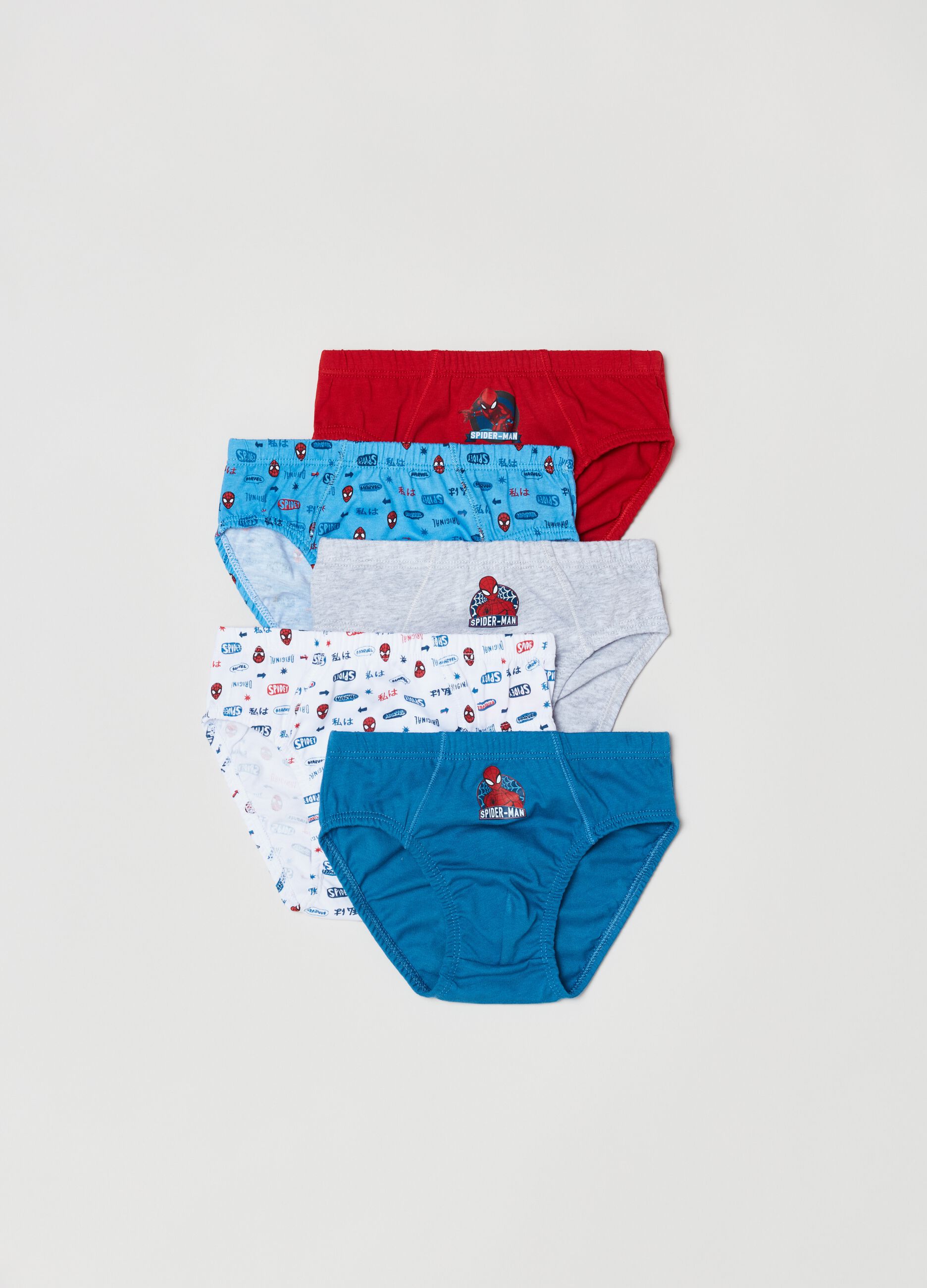 Set cinque slip in cotone stampa Spider-Man _0