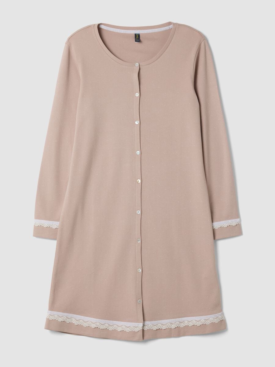 Brown crew-neck nightdress in pure organic cotton_0