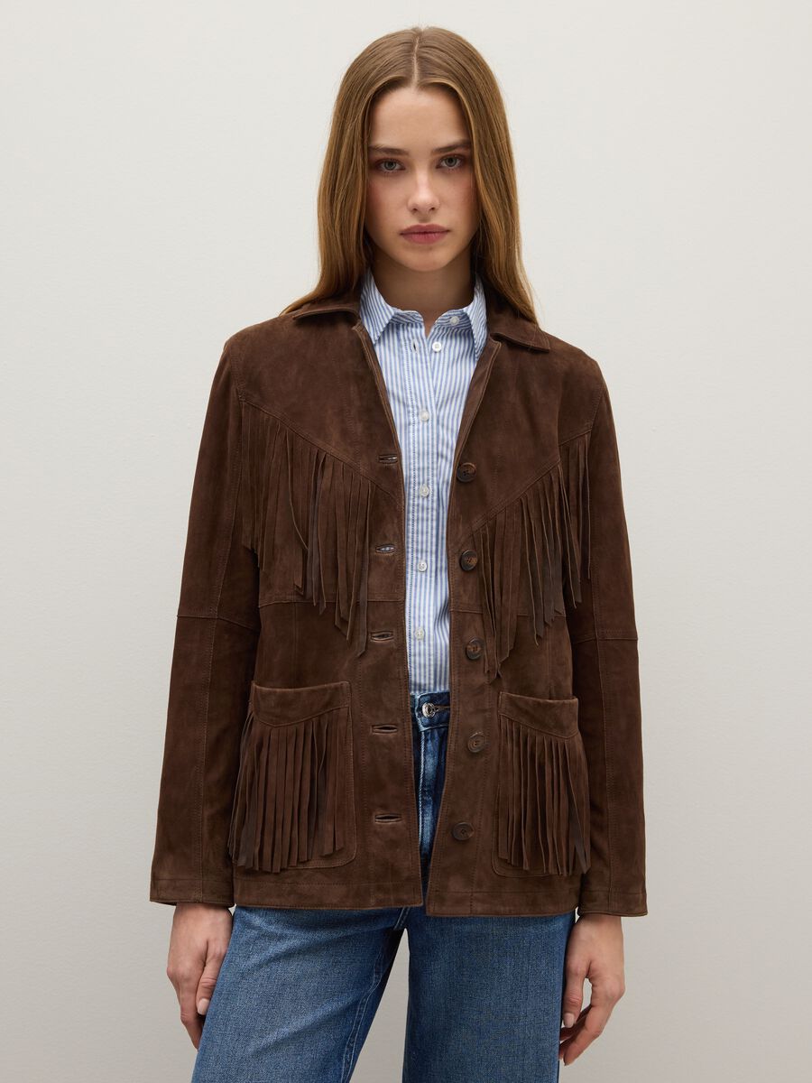 Genuine Leather Saharan Jacket with Fringes_0