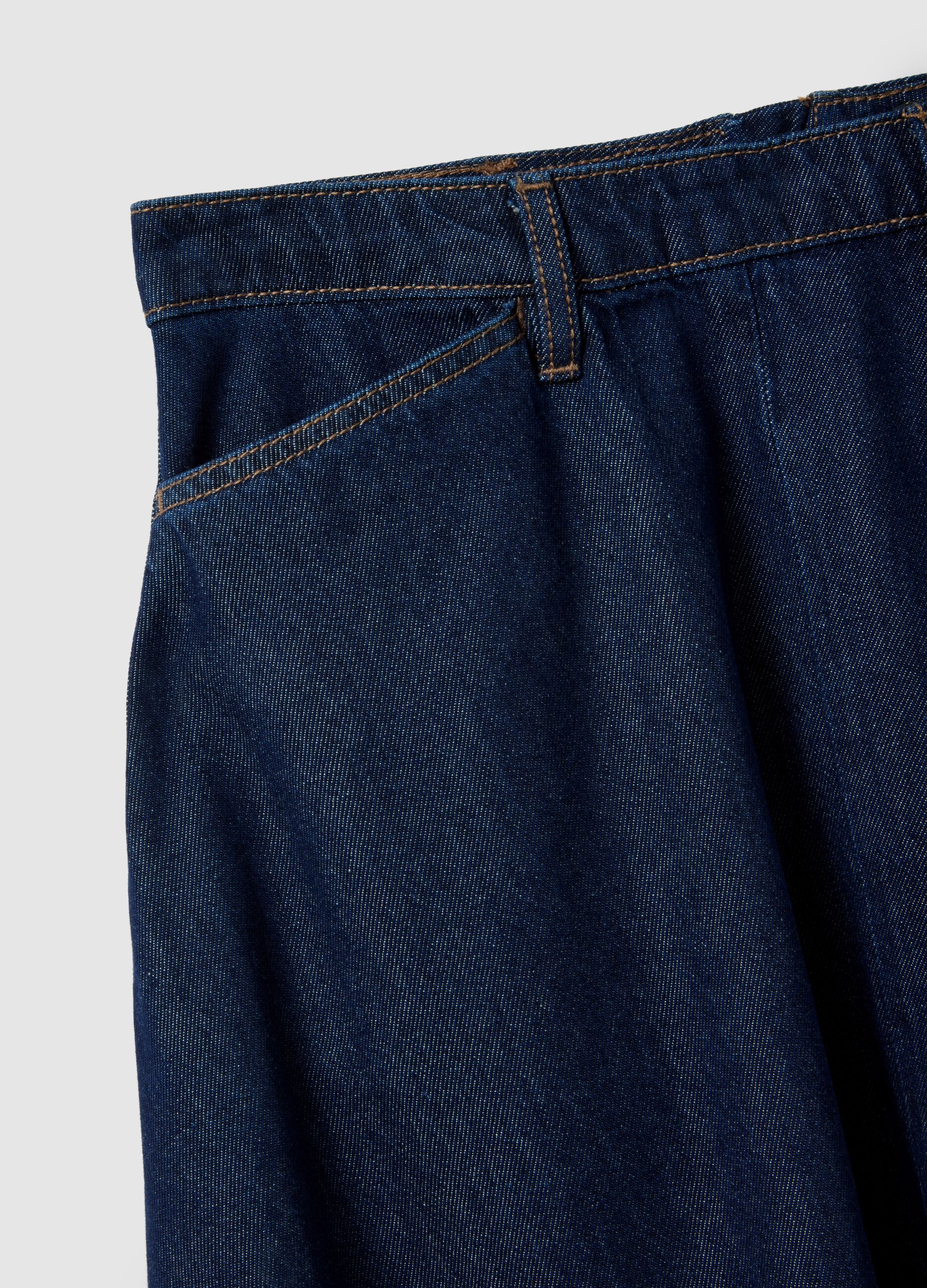 Long denim skirt in blue