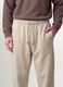 Beige cotton-blend joggers with cuffed hems and drawstring_3
