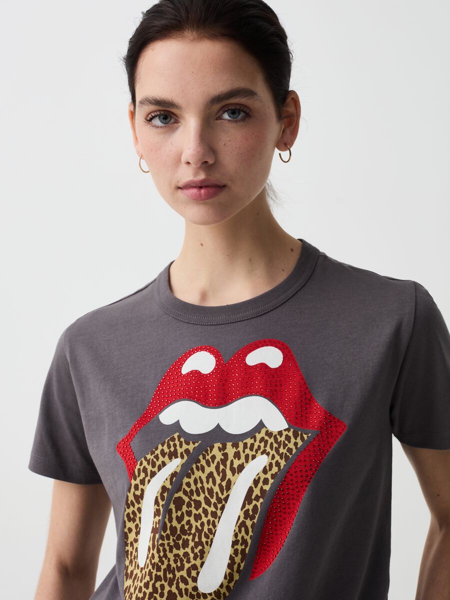 T-shirt with Rolling Stones animal print logo_1