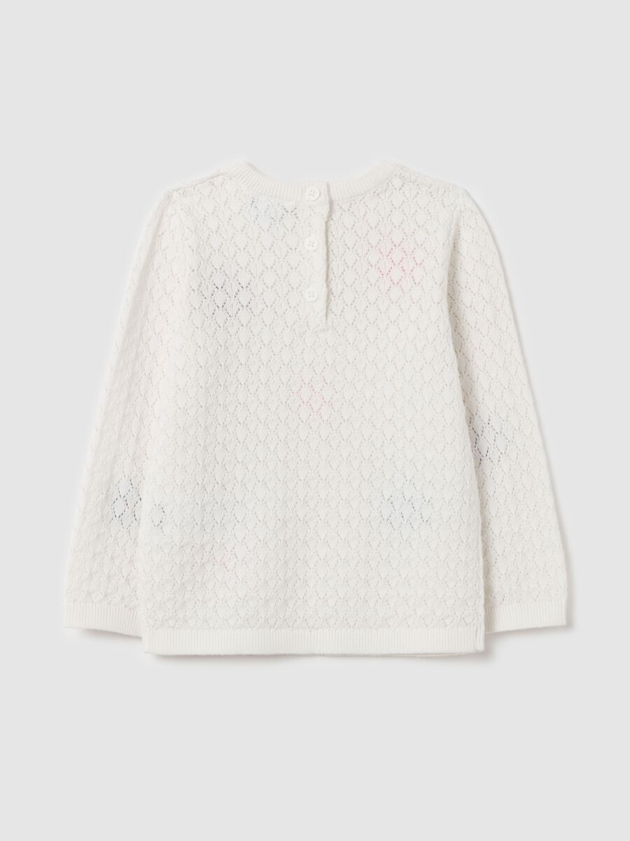 Pullover with pointelle design and flowers embroidery_1