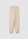 Girls' beige regular fit jogging trousers in pure cotton_1